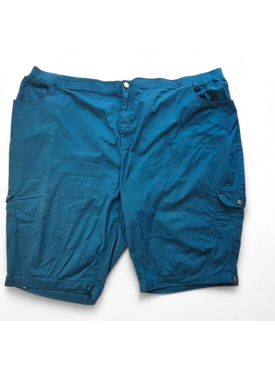 Liz & Me Pants - Liz & Me Womens Cargo Capri Pants Cropped Elastic Waist Teal 5X 100% Cotton